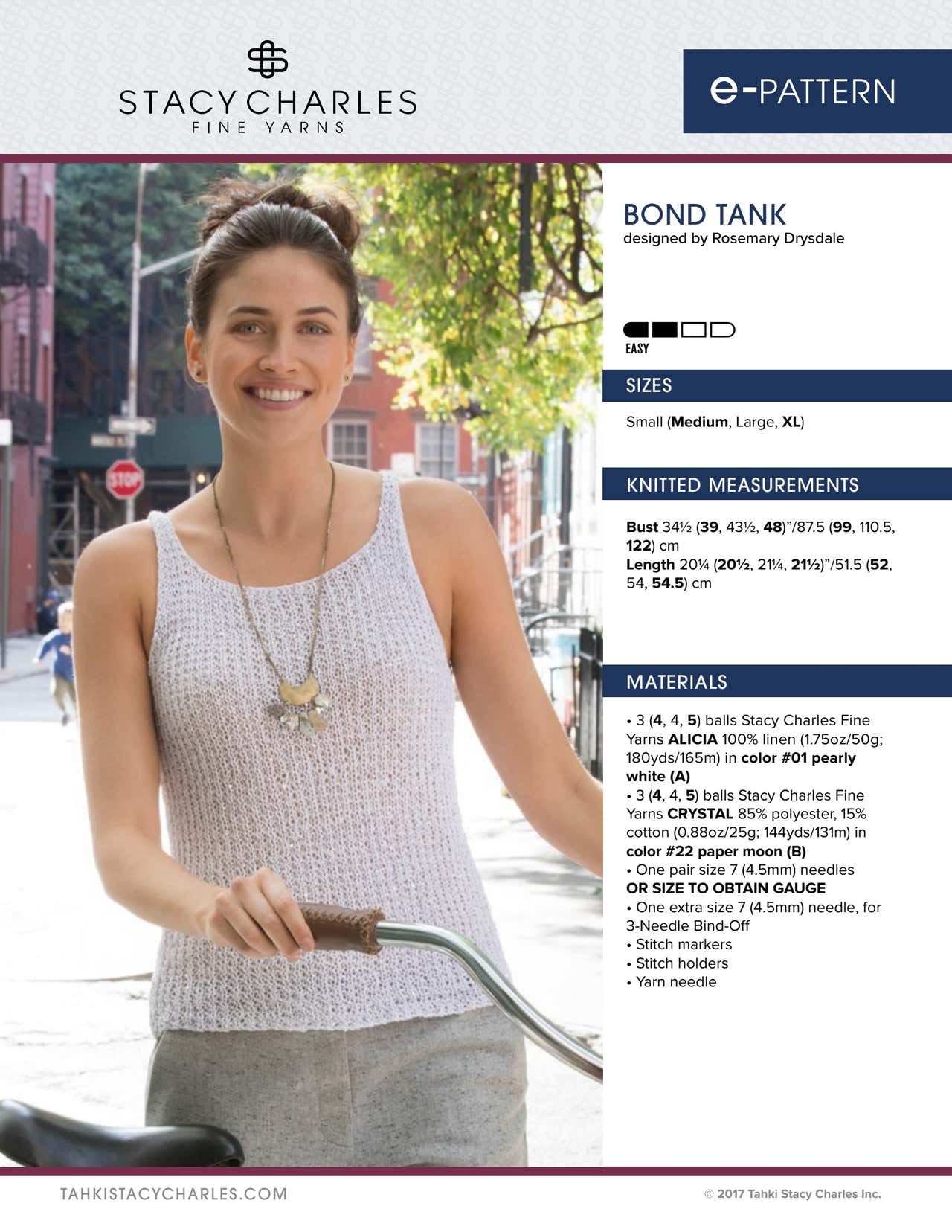 Stacy Charles Fine Yarns Bond Tank Knitting Pattern