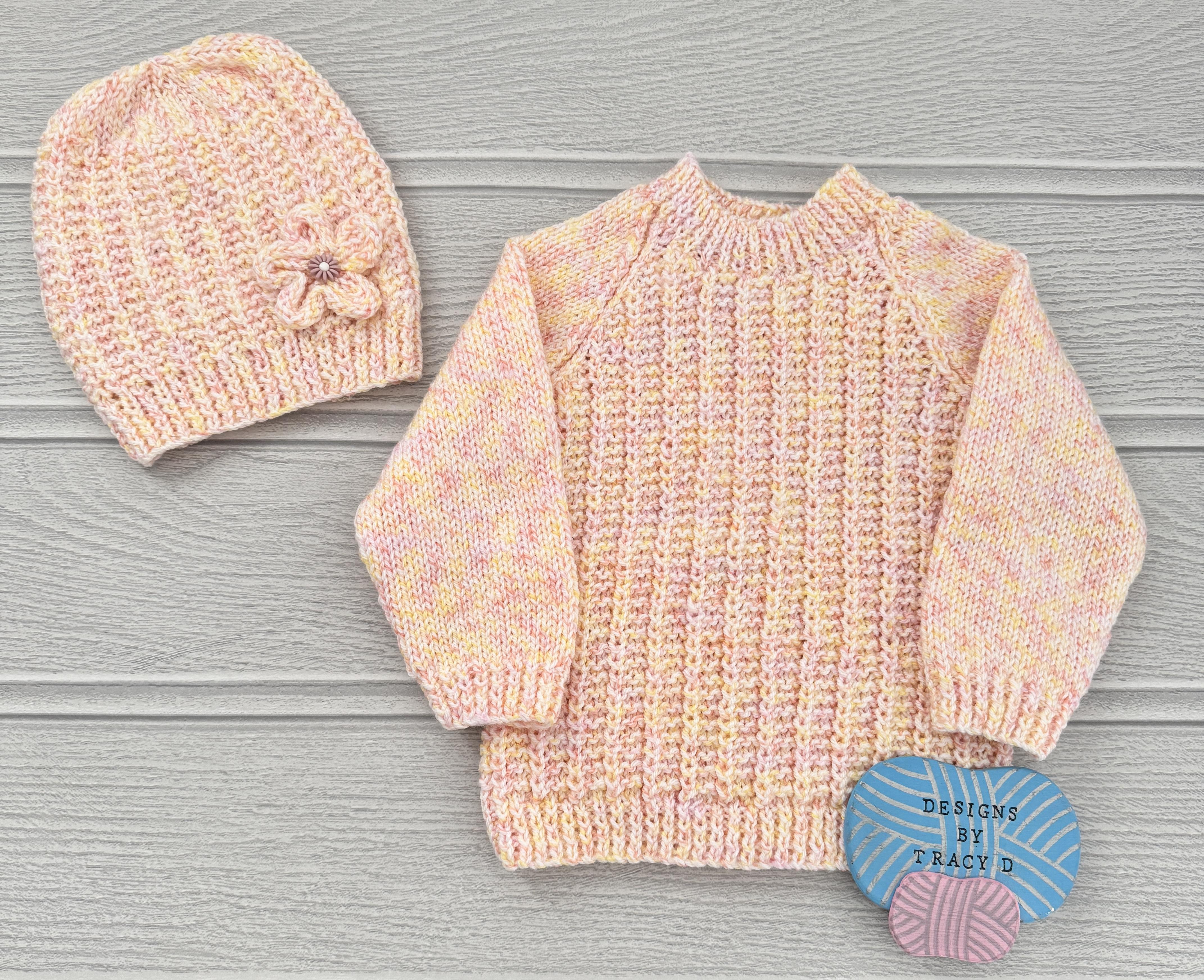 Quinn Baby sweater and Hat 18"-22" chest size