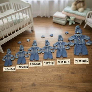 "Nathan" 4 piece set, with 8 size options  from Premature to 24 Months