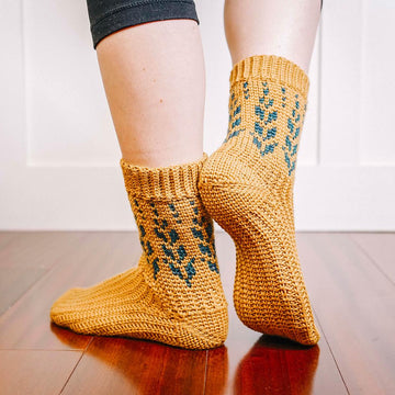 Vine Colorwork Crochet Socks