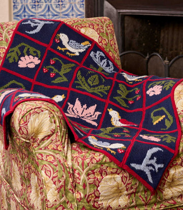 Strawberry Thief Blanket Designed by Debbie Bliss & Chloé Elizabeth Birch in Morris DK