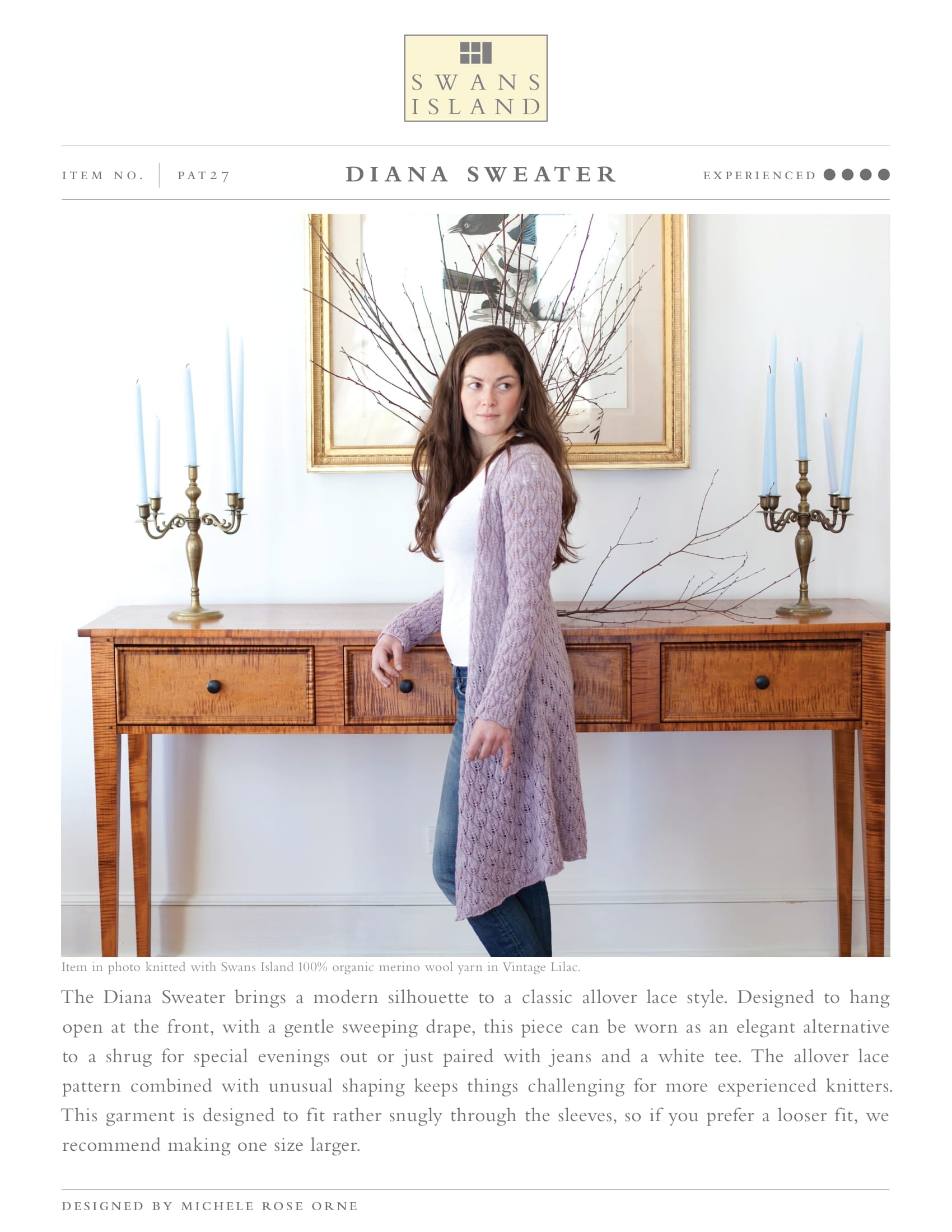 Swans Island Diana Sweater Cardigan Knitting Pattern