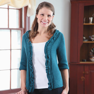 Valley Yarns Teal Top-Down Cardigan Knitting Pattern