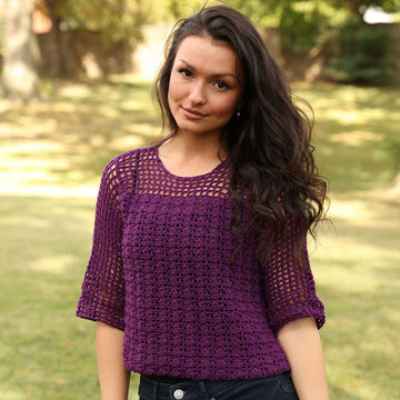 Plymouth Yarn Shell and Openwork Crochet Pullover Pattern