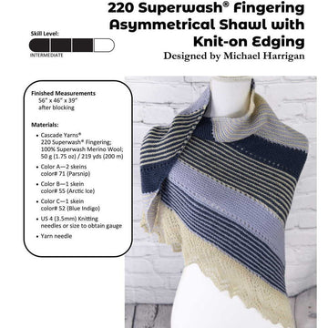 Cascade Yarns FW Asymmetrical Shawl with Knit-on Edging (Free)