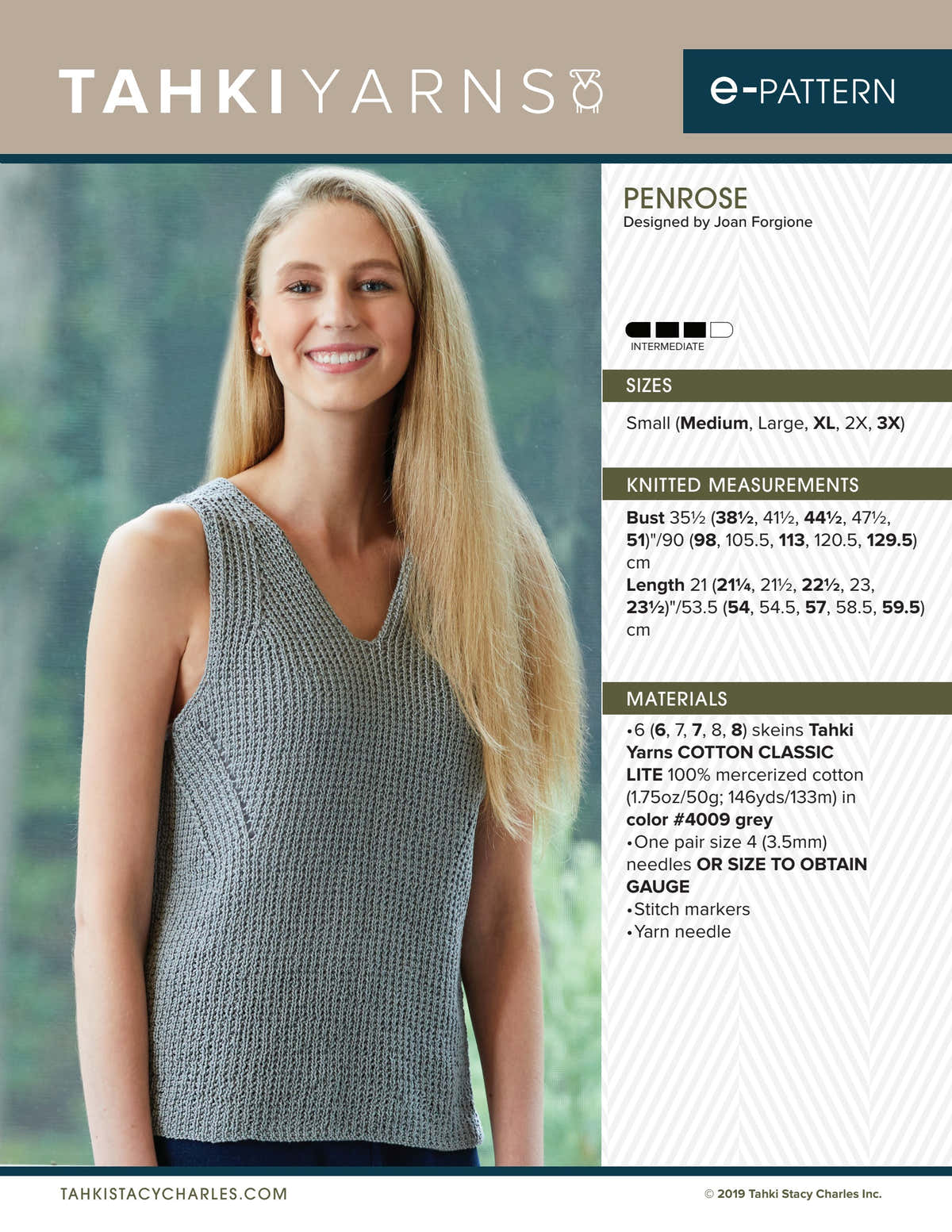 Tahki Yarns Penrose Knitting Pattern