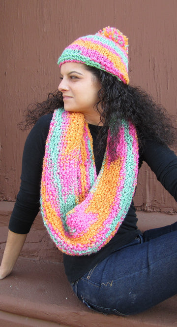 Hat and Scarf in Plymouth Yarn Encore Boucle Colorspun - F341 - PDF