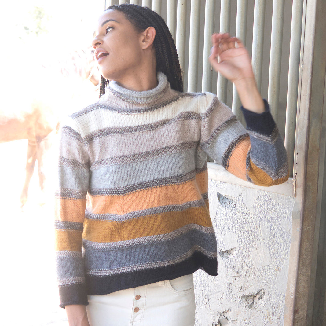 Trendsetter Yarns E Soffio & Tiger - A-Line Swing Striped Pullover