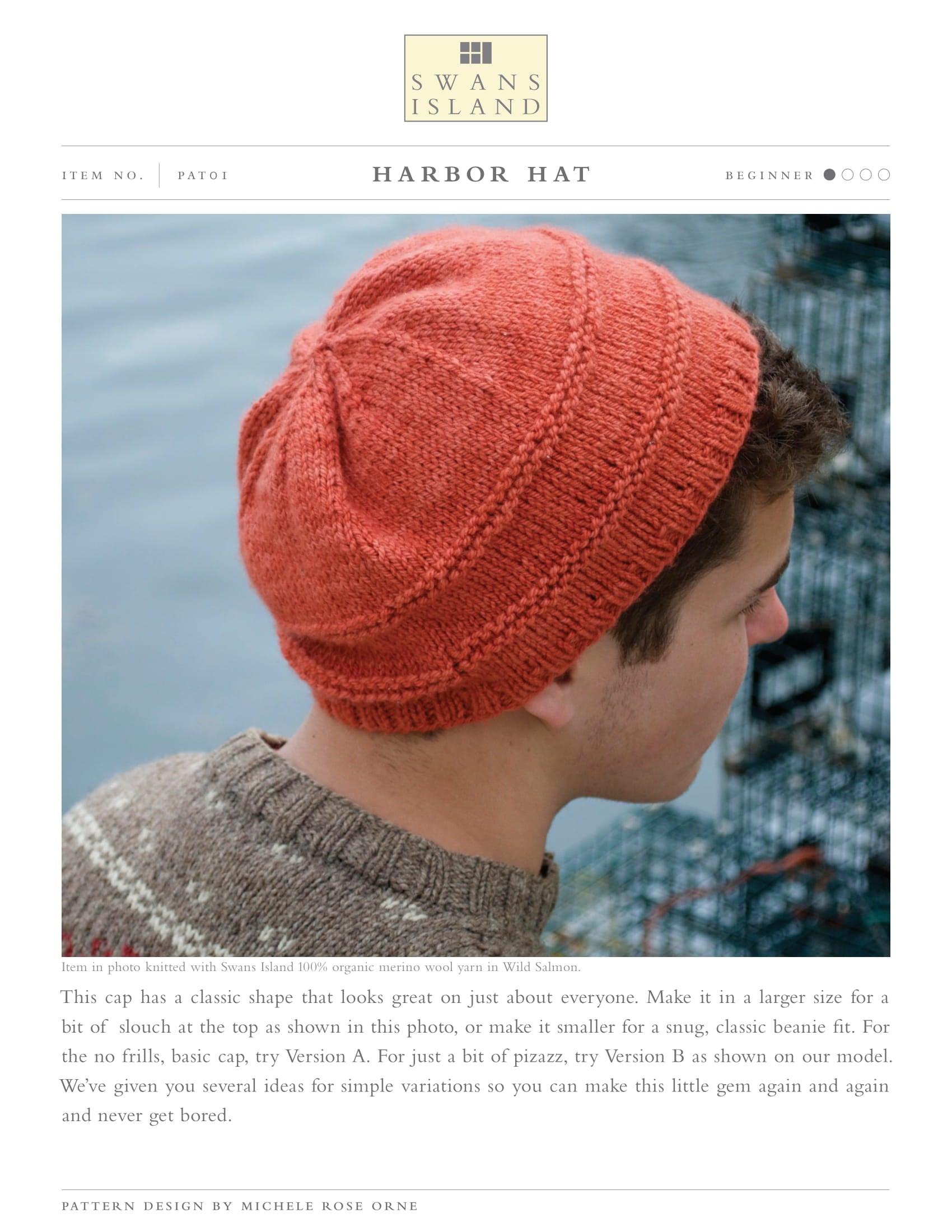 Swans Island Harbor Hat Knitting Pattern