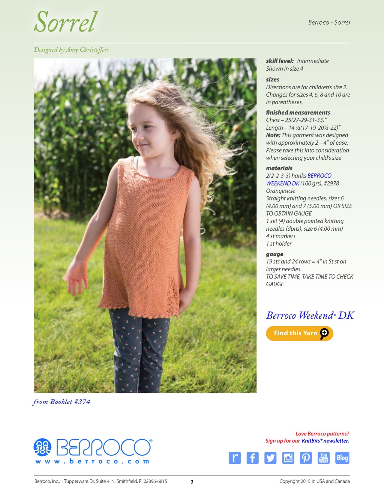 Berroco Sorrel Jumper Knitting Pattern