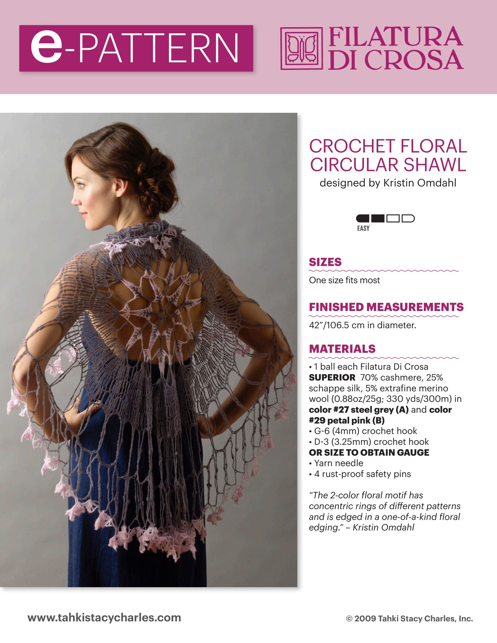 Filatura Di Crosa Floral Circular Shawl Crochet Pattern