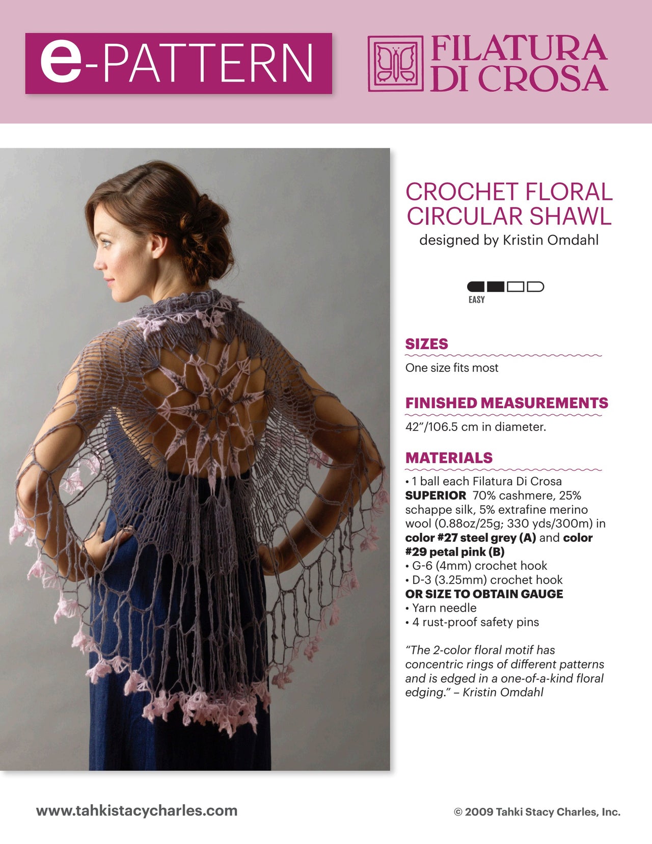 Filatura Di Crosa Floral Circular Shawl Crochet Pattern