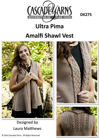 Cascade Yarns DK Amalfi Shawl Vest Knitting Pattern