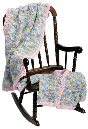 Baby Jacket & Blanket in Plymouth Yarn Encore Boucle Colorspun and Encore Worsted