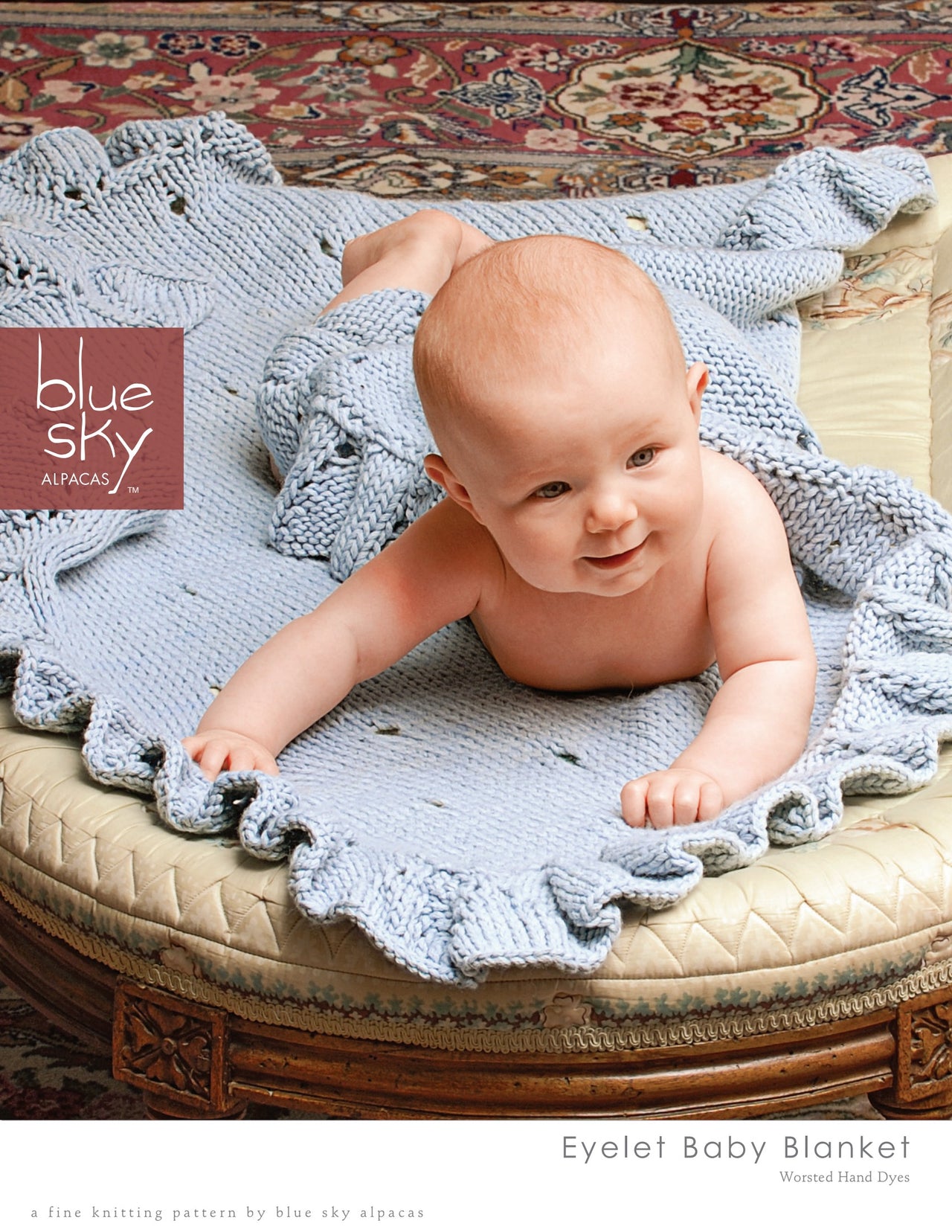 Blue Sky Fibers Eyelet Baby Blanket Knitting Pattern