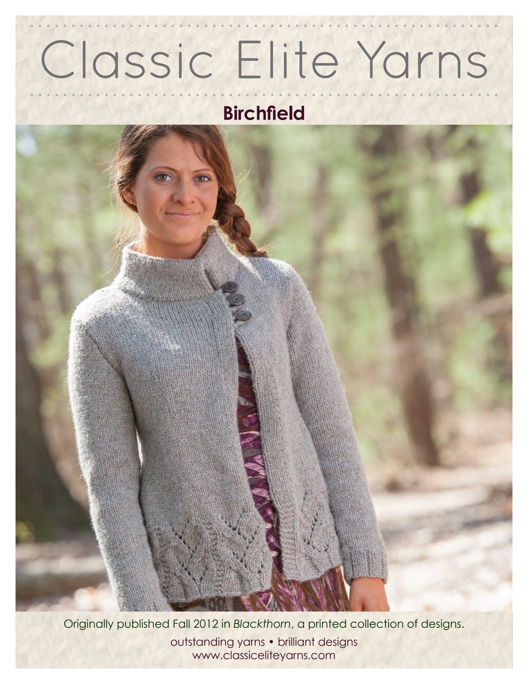 Classic Elite Yarns Birchfield Cardigan Knitting Pattern
