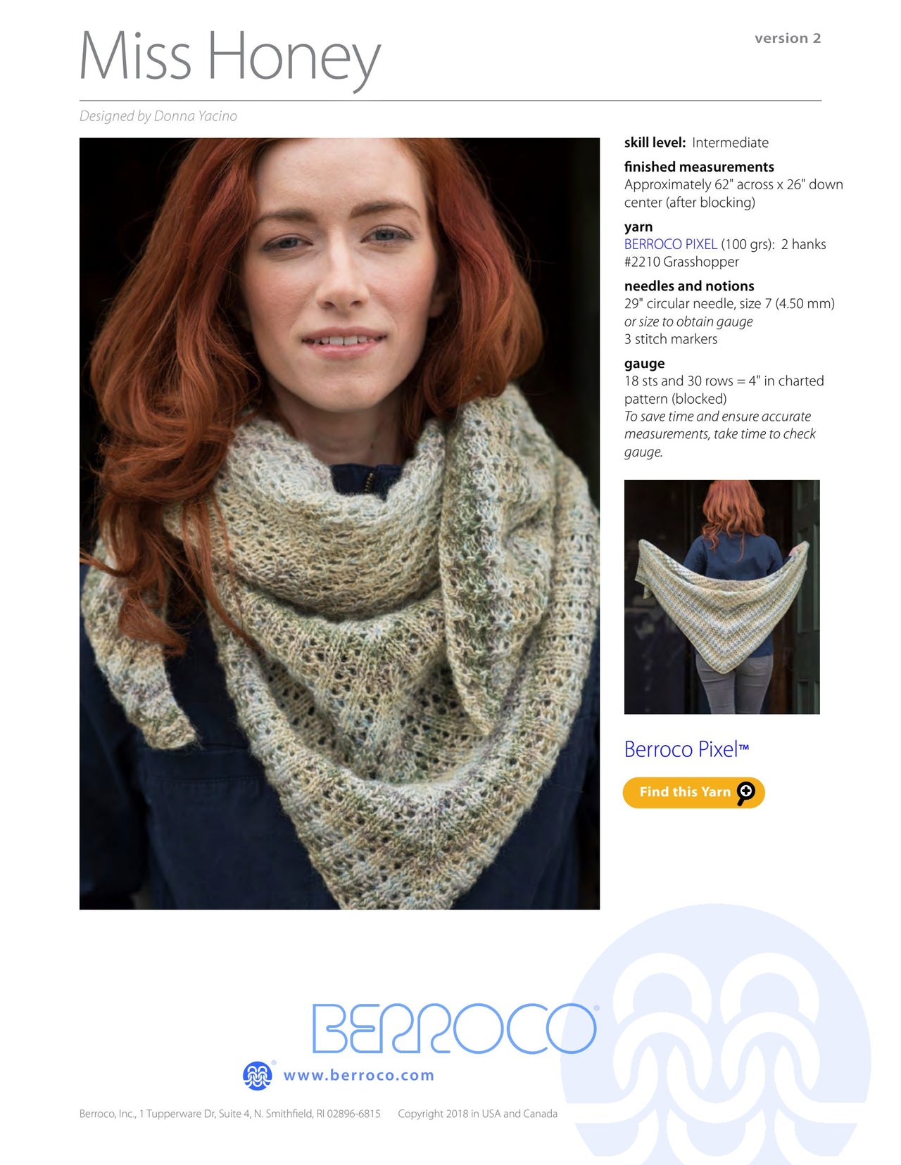 Berroco Miss Honey Wrap Knitting Pattern
