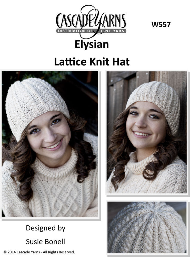 Lattice Knit Hat in Cascade Elysian - W557 - Free PDF