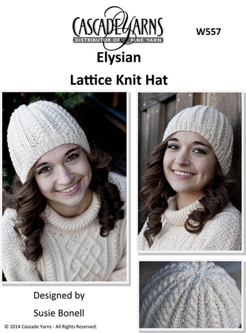 Lattice Knit Hat in Cascade Elysian - W557 - Free PDF