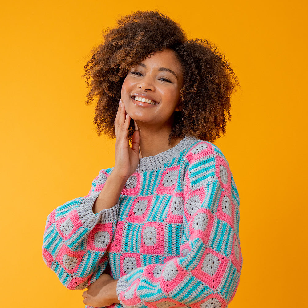 Paintbox Yarns Bold Block Sweater Crochet Pattern