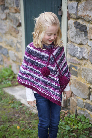 Girl's Poncho in Plymouth Yarn Mega Cakes & Encore Mega - F865 - PDF