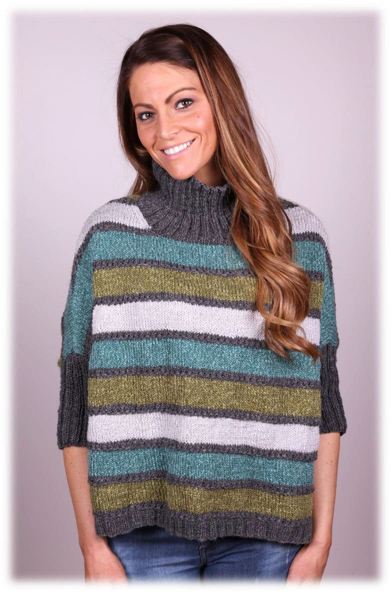Striped Poncho Cape Knitting Pattern