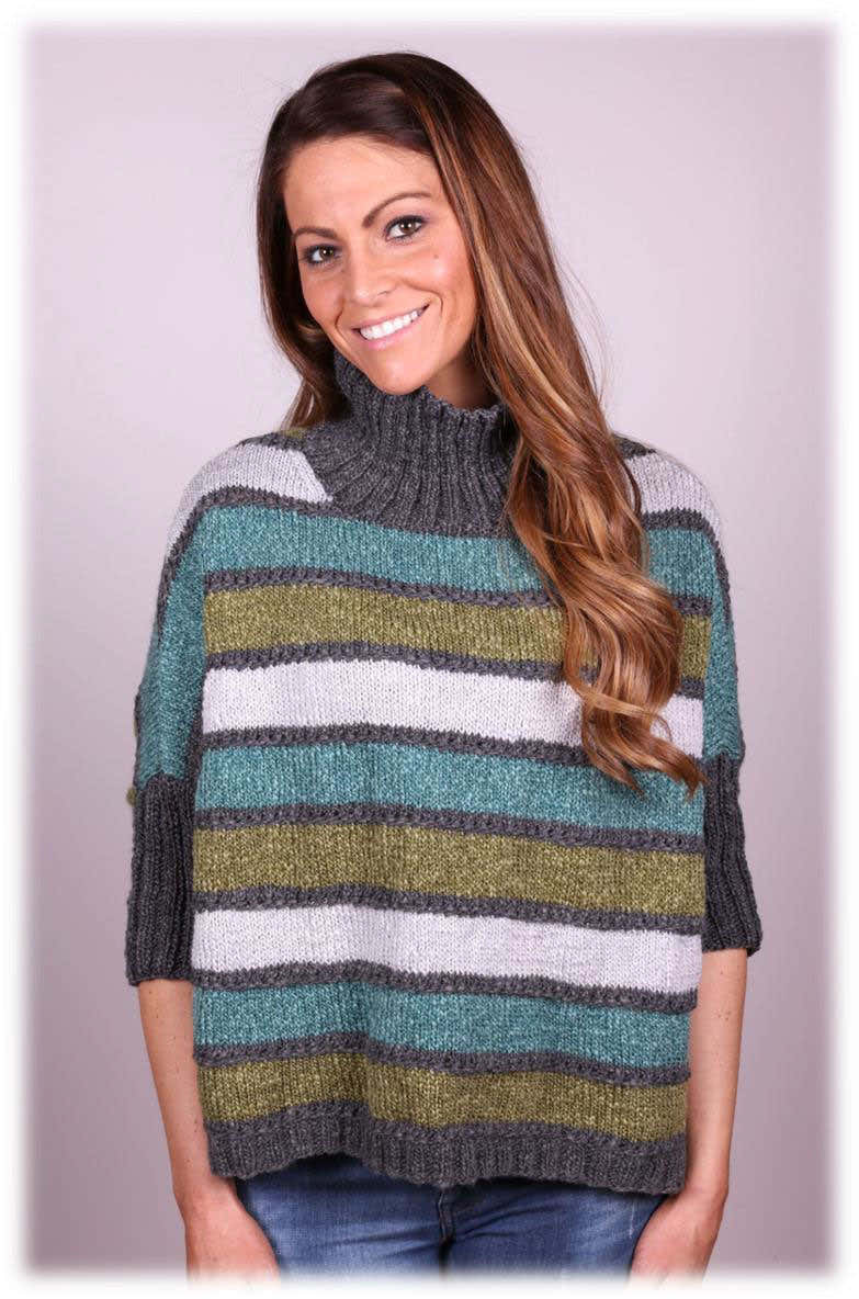 Striped Poncho Cape Knitting Pattern