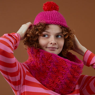 Debbie Bliss Zig Zag Cowl and Bobble Hat Knitting Pattern