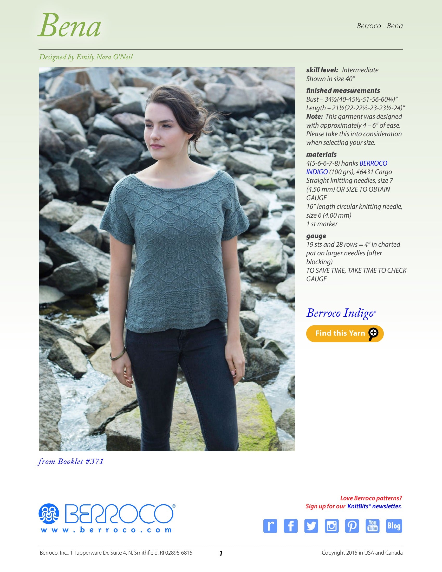 Berroco Bena Jumper Knitting Pattern