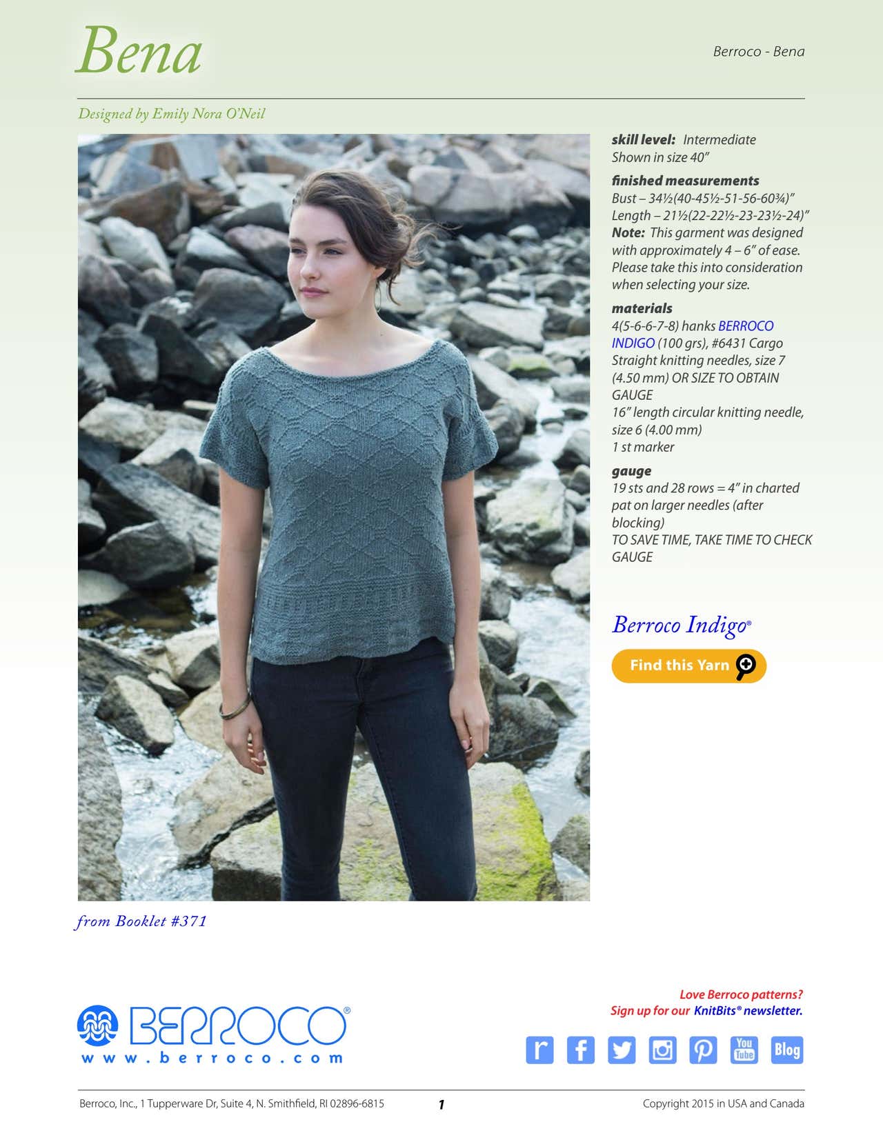 Berroco Bena Jumper Knitting Pattern