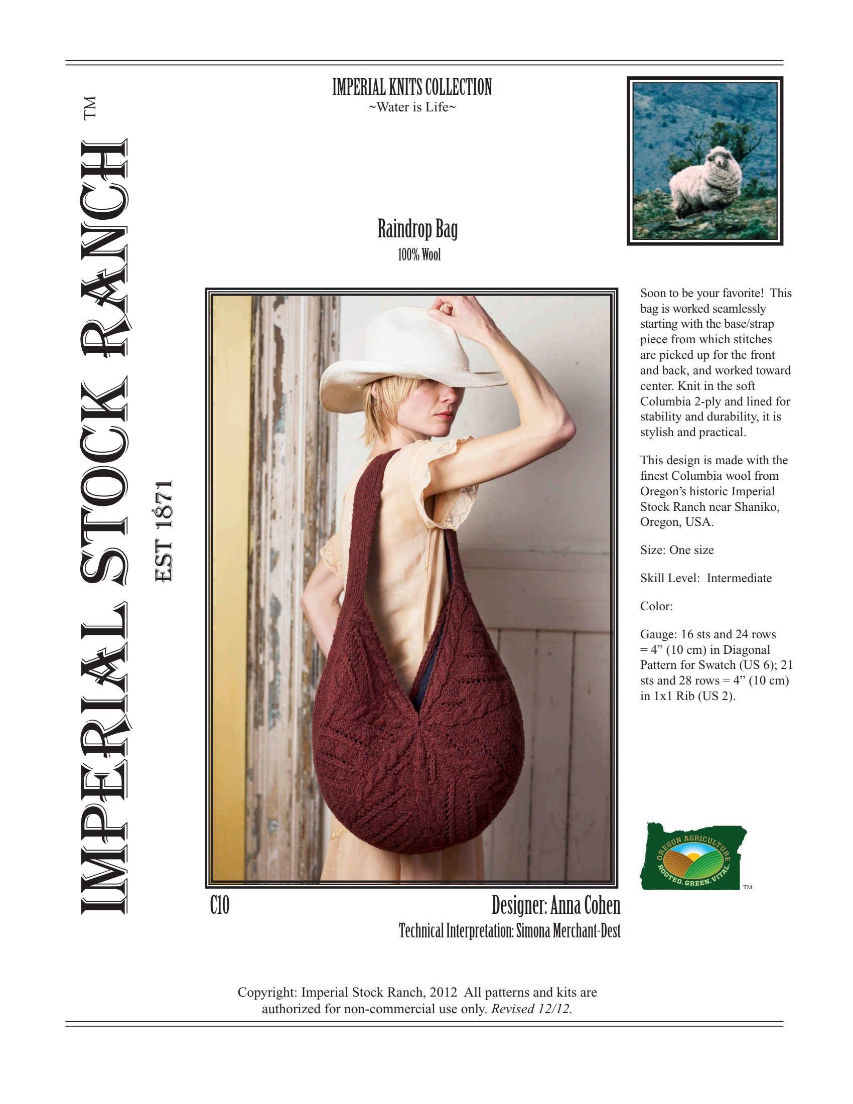 Imperial Yarn Raindrop Bag Knitting Pattern