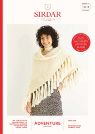 Sirdar Poncho Tassel Wrap Knitting Pattern