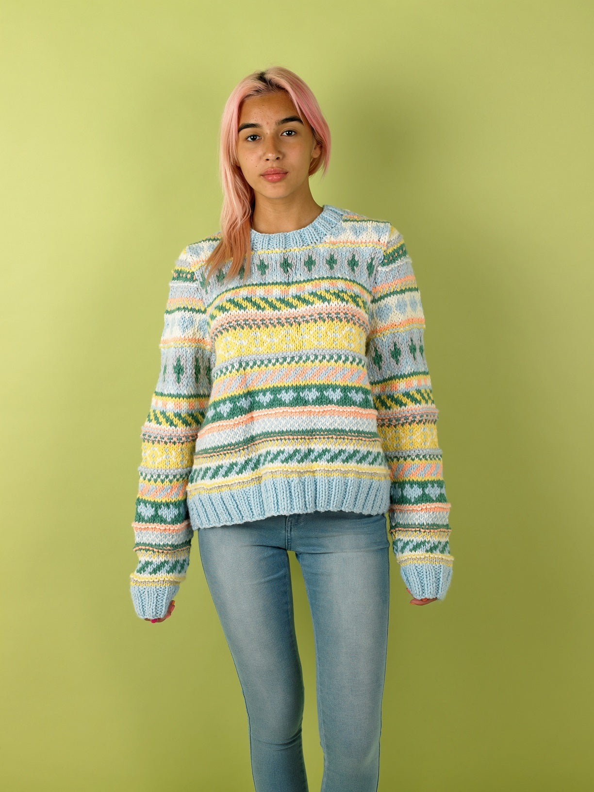 Paintbox Yarns Fizzy Fairisle Sweater for Grown Ups Knitting Pattern