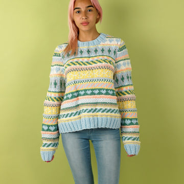 Paintbox Yarns Fizzy Fairisle Sweater for Grown Ups Knitting Pattern