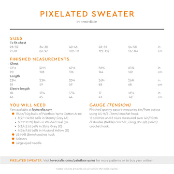 Paintbox Yarns Pixelated Sweater Crochet Pattern