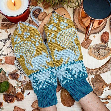 Squirrel Fair Isle Crochet Mittens