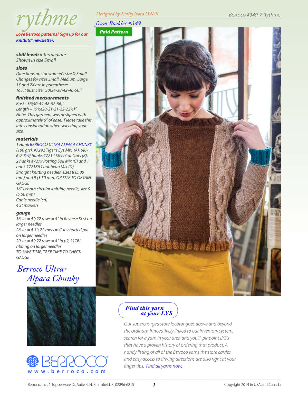Berroco Rythme Jumper Knitting Pattern