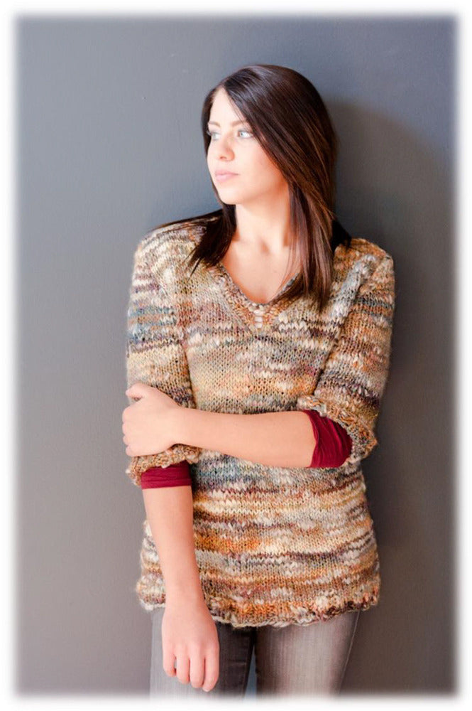 Women's V-Neck Pullover Jumper Knitting Pattern