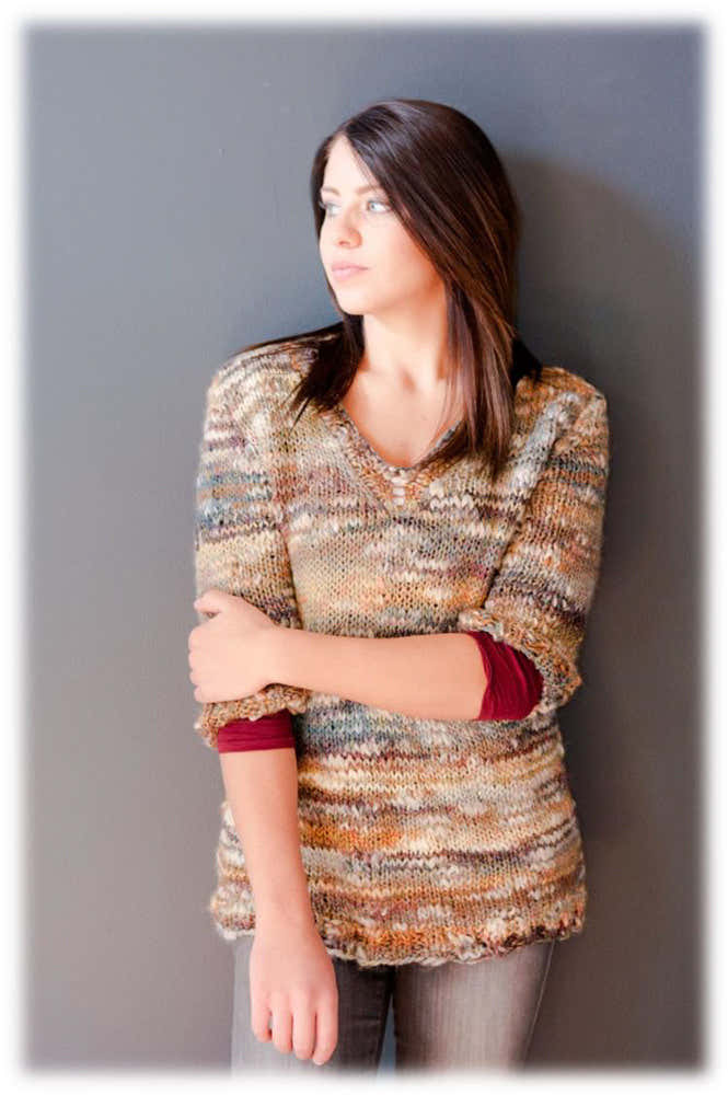 Women's V-Neck Pullover Jumper Knitting Pattern