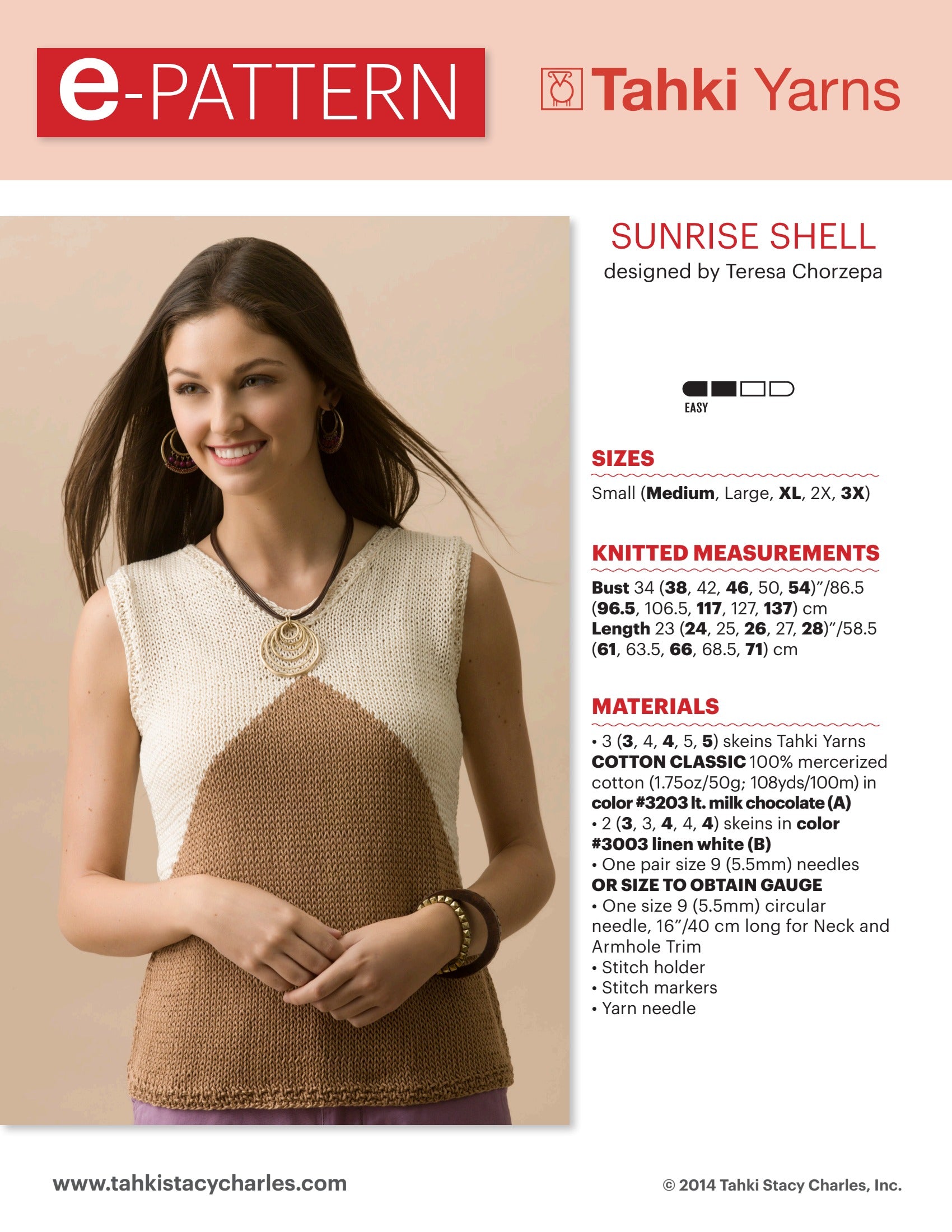 Tahki Yarns Sunrise Shell Knitting Pattern