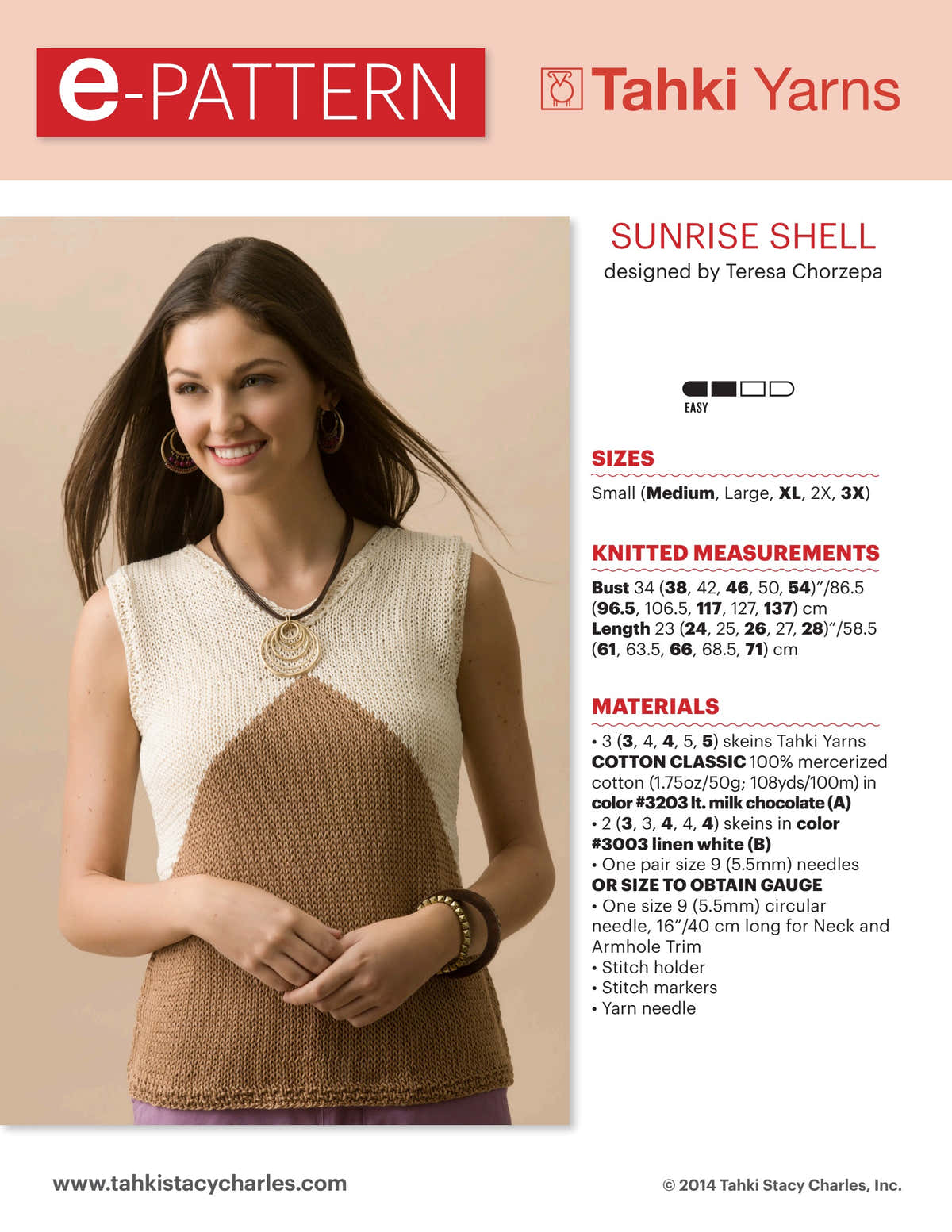 Tahki Yarns Sunrise Shell Knitting Pattern