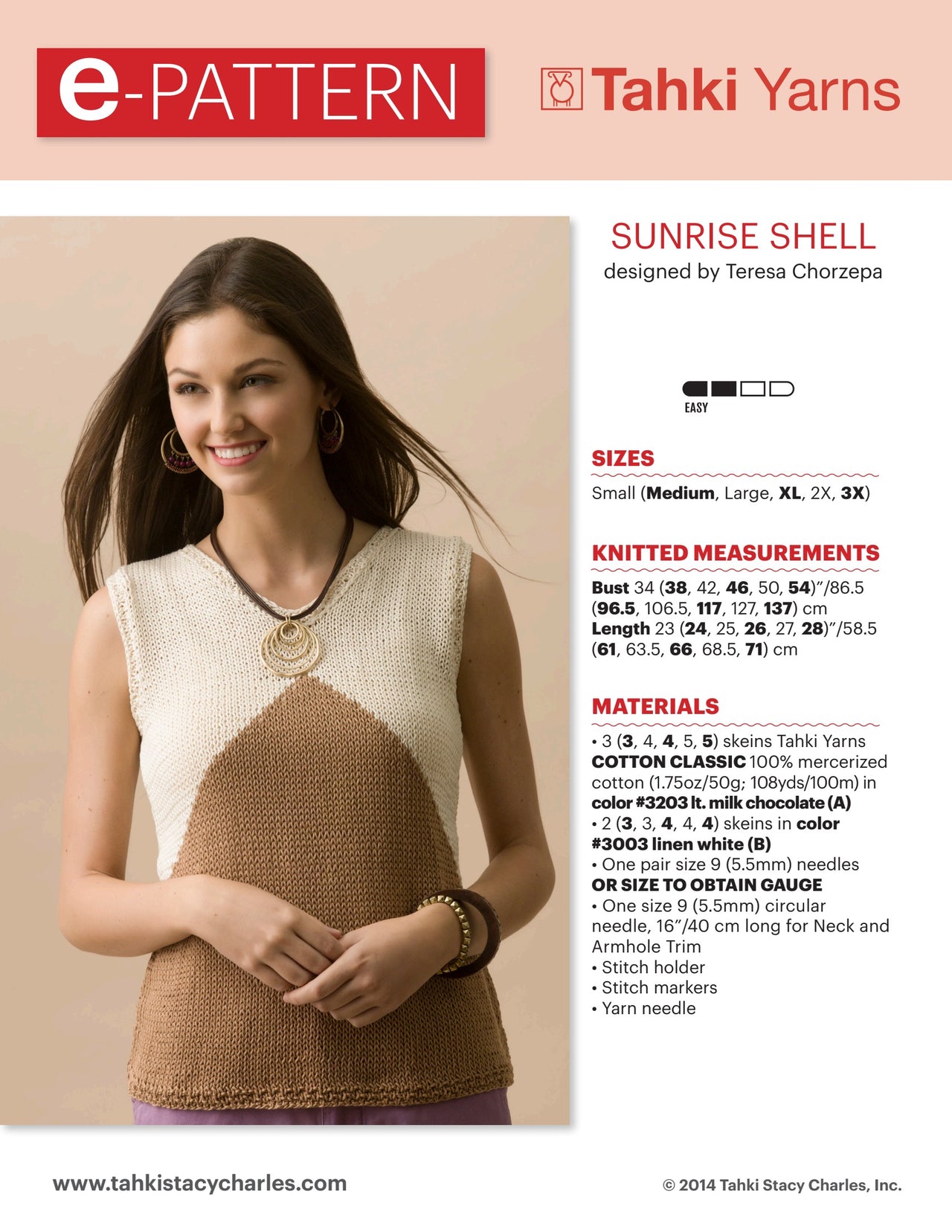 Tahki Yarns Sunrise Shell Knitting Pattern