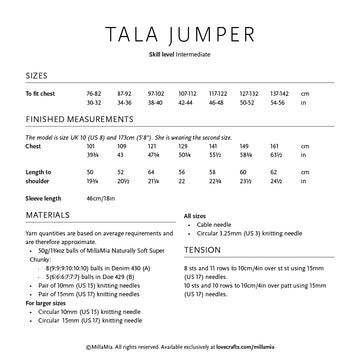 MillaMia Tala Jumper Knitting Pattern