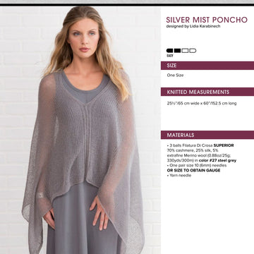 Filatura Di Crosa Silver Mist Poncho Cape Knitting Pattern