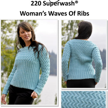 Woman's Waves of Ribs in Cascade 220 Superwash - DK157 - Free PDF