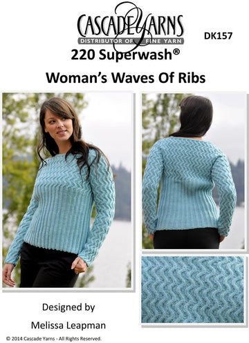 Woman's Waves of Ribs in Cascade 220 Superwash - DK157 - Free PDF