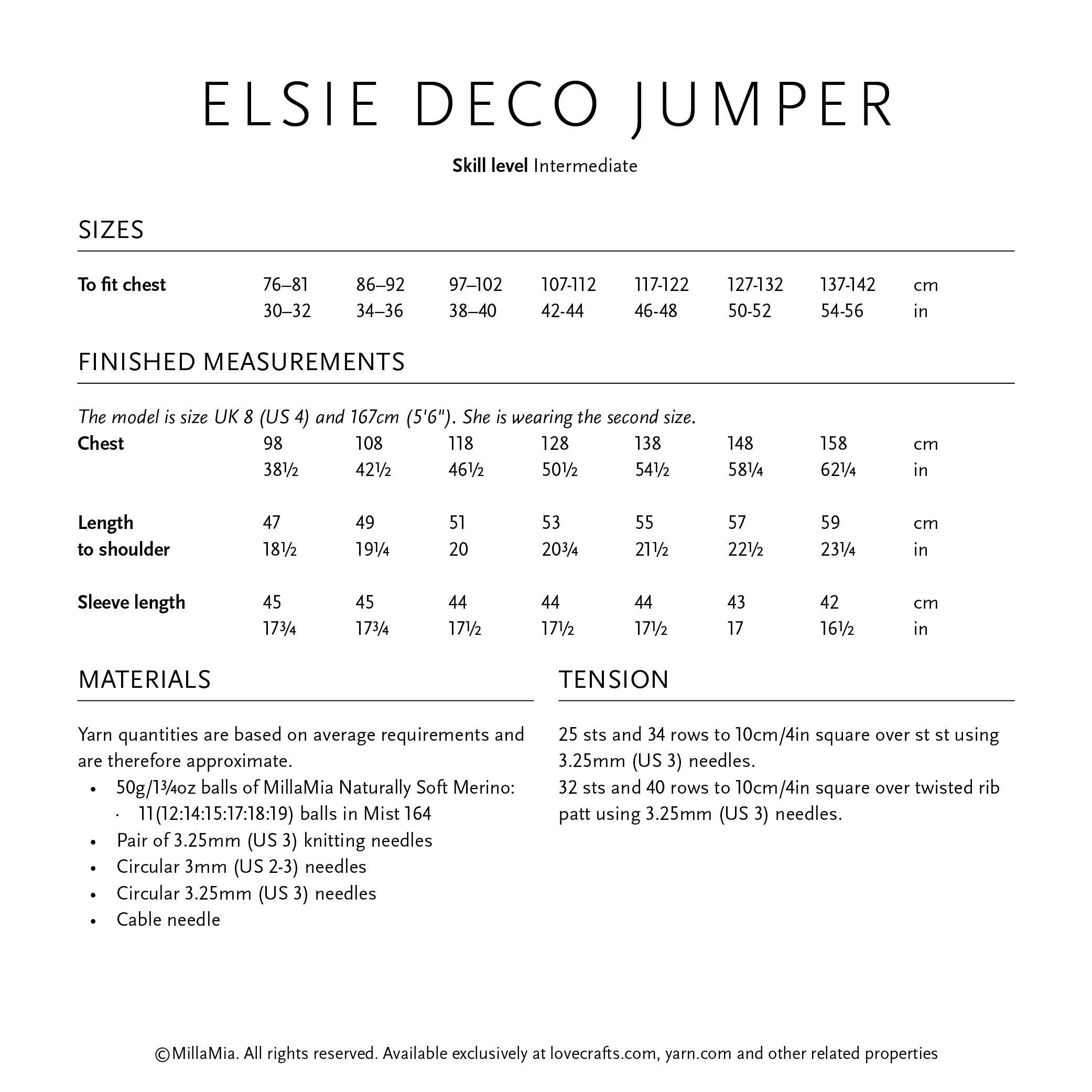 MillaMia Elsie Deco Jumper Knitting Pattern
