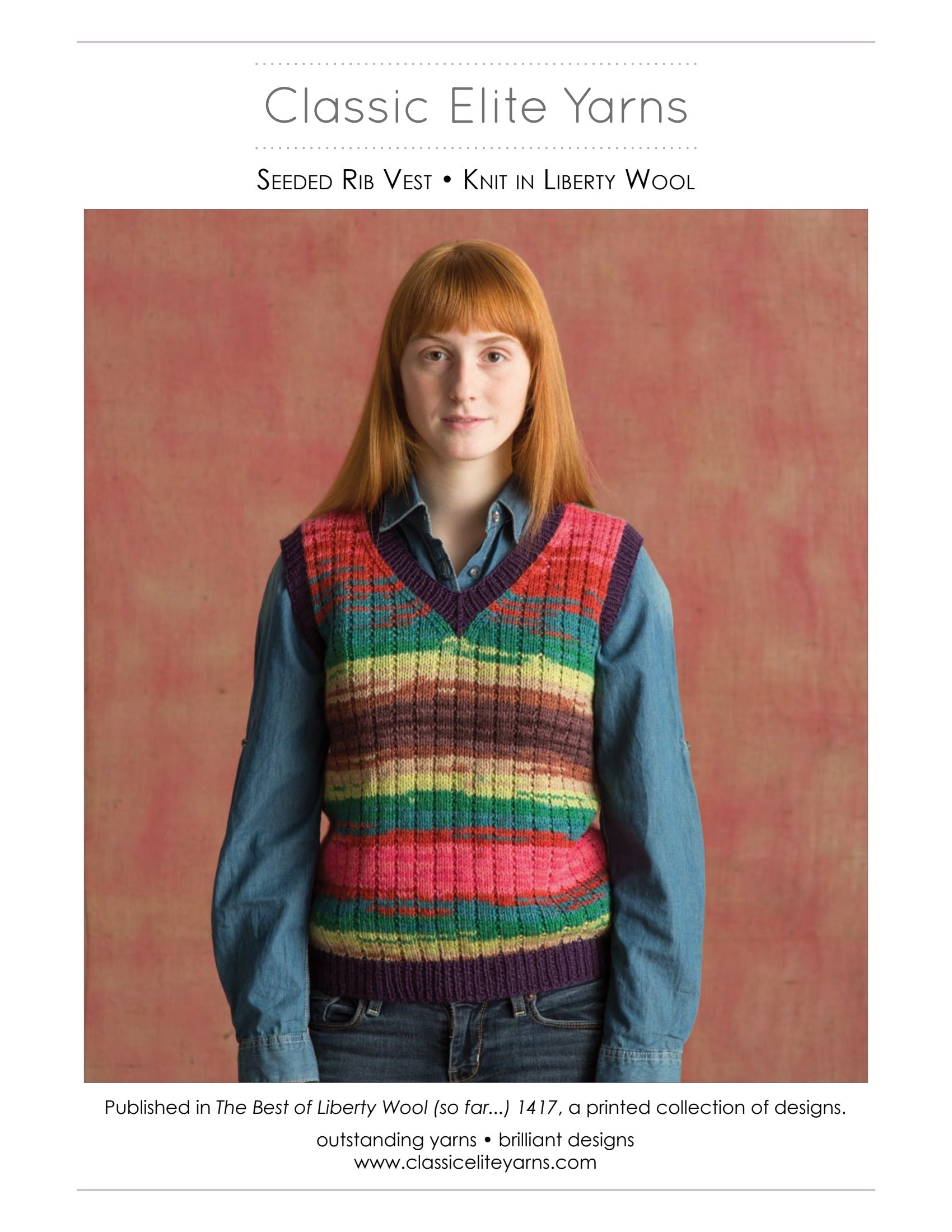 Classic Elite Yarns Seeded Rib Vest Knitting Pattern