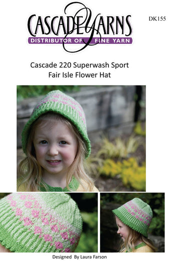 Fair Isle Flower Hat in Cascade 220 Superwash Sport - DK155 - Free PDF