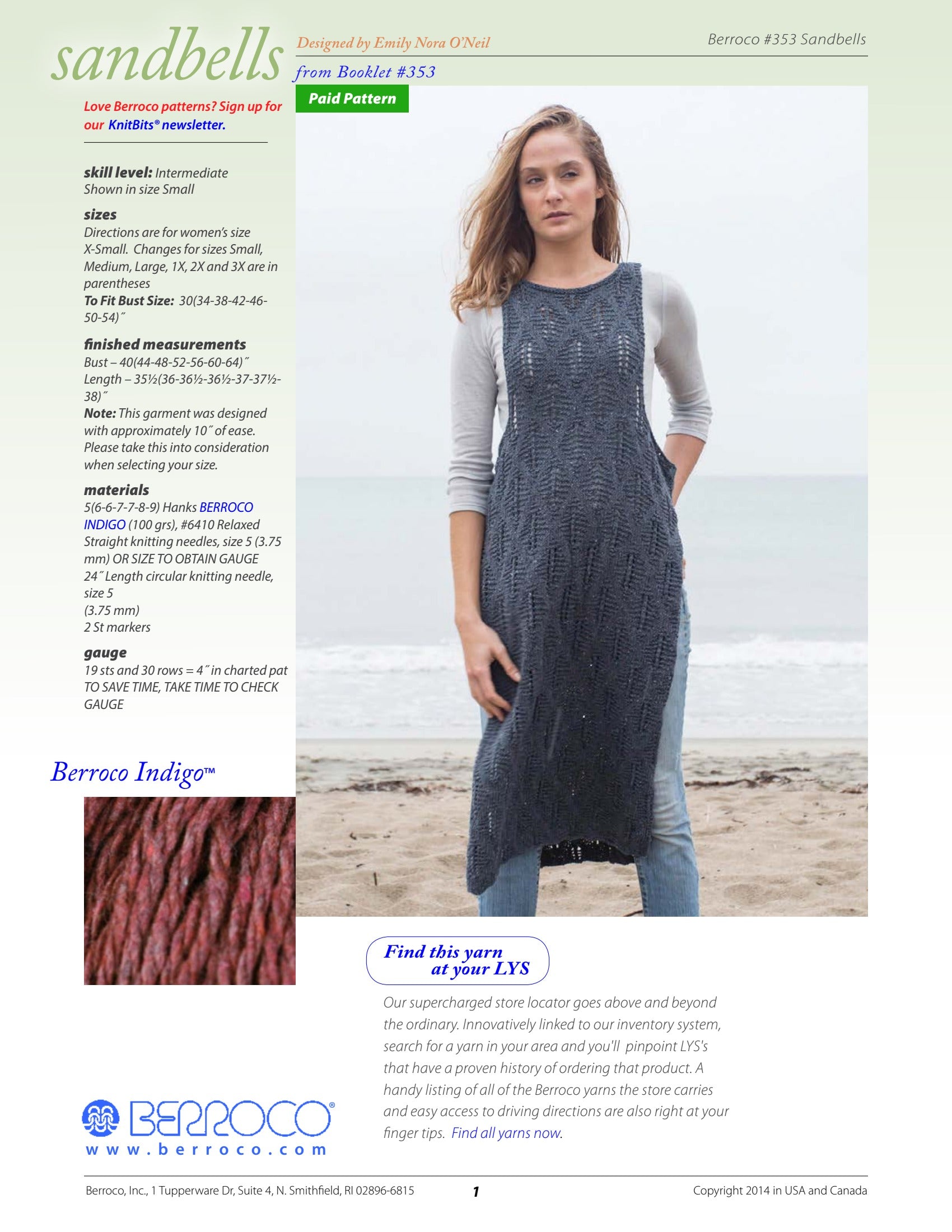 Berroco Sandbells Jumper Knitting Pattern